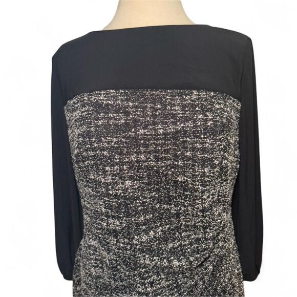 NWT Lauren Ralph Lauren Dress 14 Black Tweed Knit Long Sleeve Sheath MSRP $155 - Picture 5 of 8